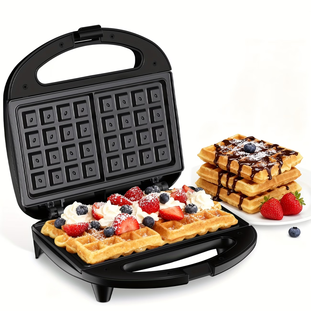 Two-Slice Non-Stick Waffle Maker, Belgian Style with Indicator Lights, Pfoa-Free, Ideal for Breakfast And Snacks, 750 Watts