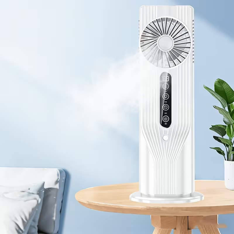 USB Plug-in Tower Fan, Multi-functional Cool Mist Fan, Portable Cooler - Dual Motor 5-Speed Fan, Portable and Lightweight Design, Suitable for Office, Travel, Camping, RV, Modern and Stylish, Humidifying Function