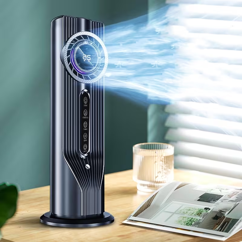 USB Plug-in Tower Fan, Multi-functional Cool Mist Fan, Portable Cooler - Dual Motor 5-Speed Fan, Portable and Lightweight Design, Suitable for Office, Travel, Camping, RV, Modern and Stylish, Humidifying Function