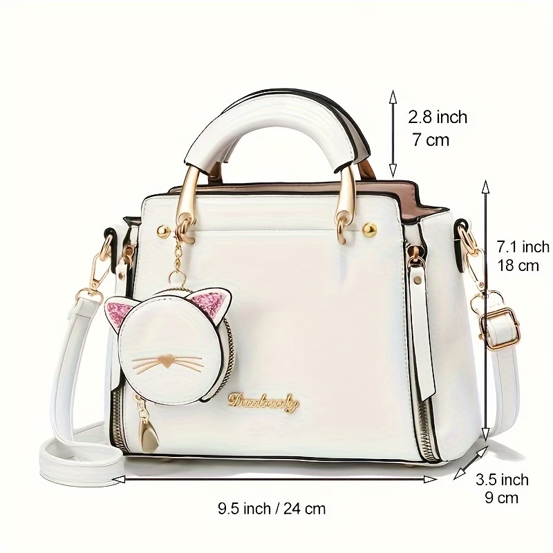 Small Purses And Handbags for Women  Ladies Top Handle Satchel Purses Girls Shoulder Bags Fashion Mini Totes Bags with Cute Kitten Pendant