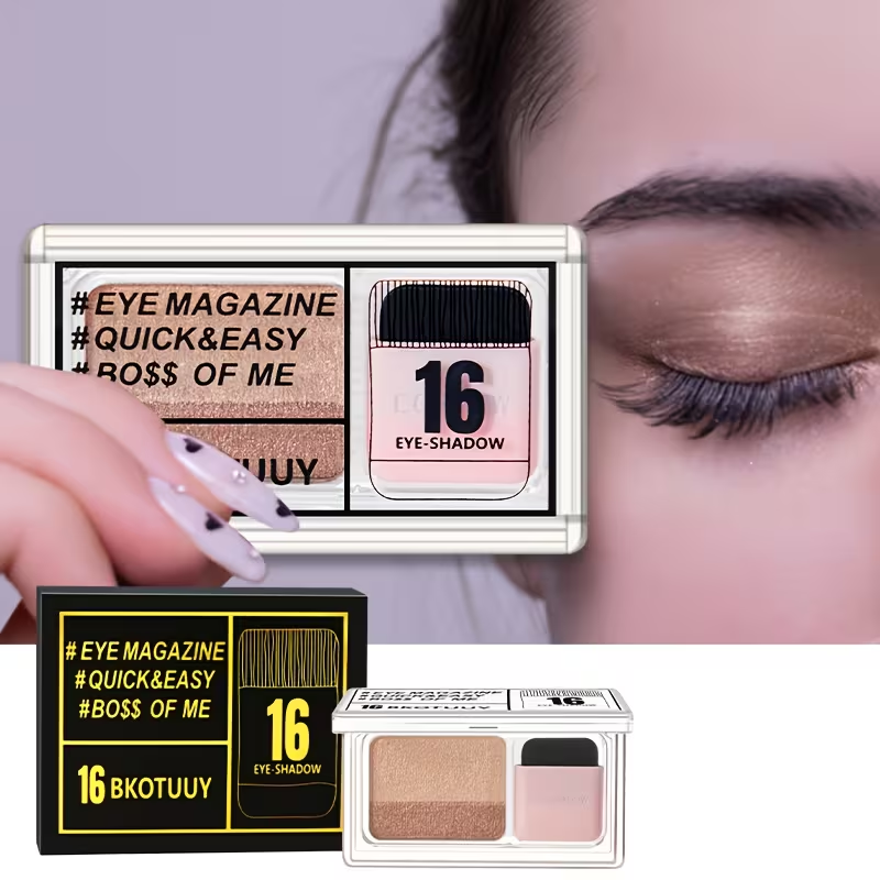Shimmery Dual-Tone Eyeshadow Palette - 5-8 Versatile Shades, Easy Blend, Long-Lasting, Waterproof with Brush