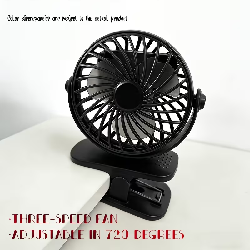 A Fan That Can Be Adjusted 720 Degrees, a USB Clip-On Fan, Compact And Portable, Ideal for Outdoor Activities And Use in