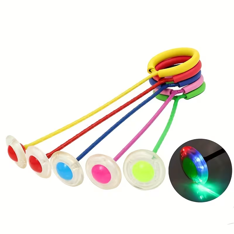 [Light-Up Jump Rope] 1pc Triboluminescence Flash Jump Rope Ball - Pink PVC Skipping Toy with Bright Light-Up Wheels for Fitness, Exercise & Fun Outdoor Games, Sports Training Gear | Colorful Toy Design | Dynamic Play Item