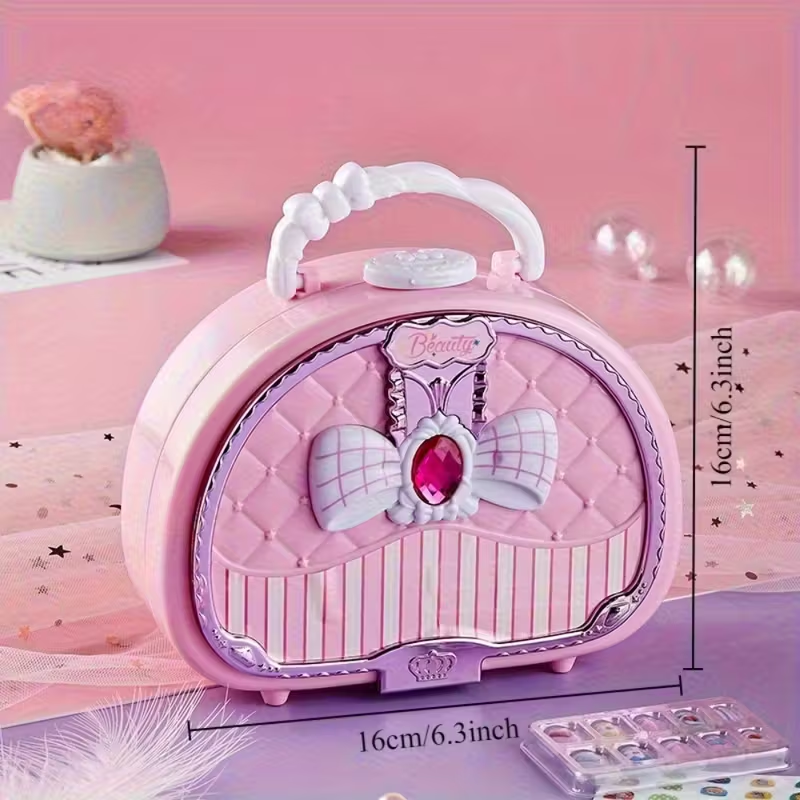 1 Set of Princess Makeup Toy Set, 3-Layer Washable Cosmetic Box, Suitable for Girls Aged 3 And Above for Role-Playing Dress-Up Sets, Birthday Parties, Halloween, And Christmas Gifts
