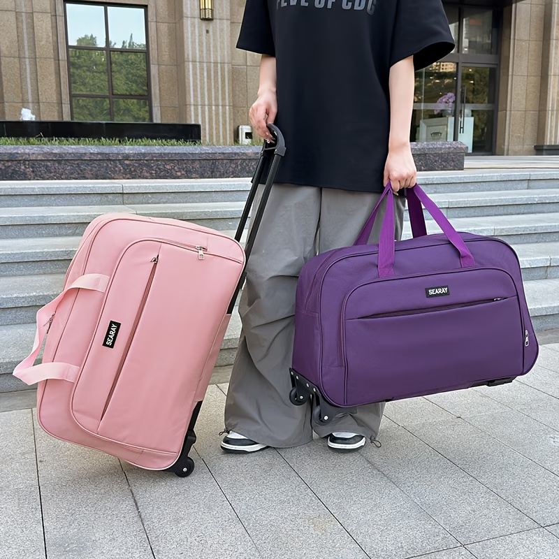 New Travel Bag with Handle and Wheels, Large Capacity Foldable Luggage Suitcase for Outdoor Trips Vacation Commuting