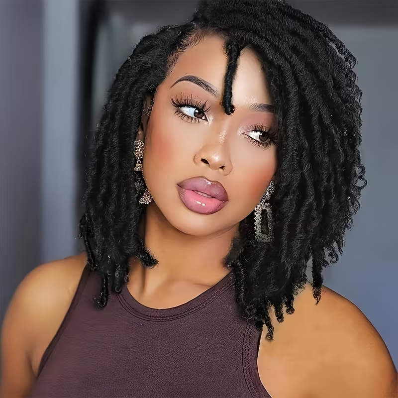 10" African Twist Braid Wig | Low Maintenance, Realistic Texture, Y2K & Cool Girl Style, Natural Black, Essential for Daily & Event Looks