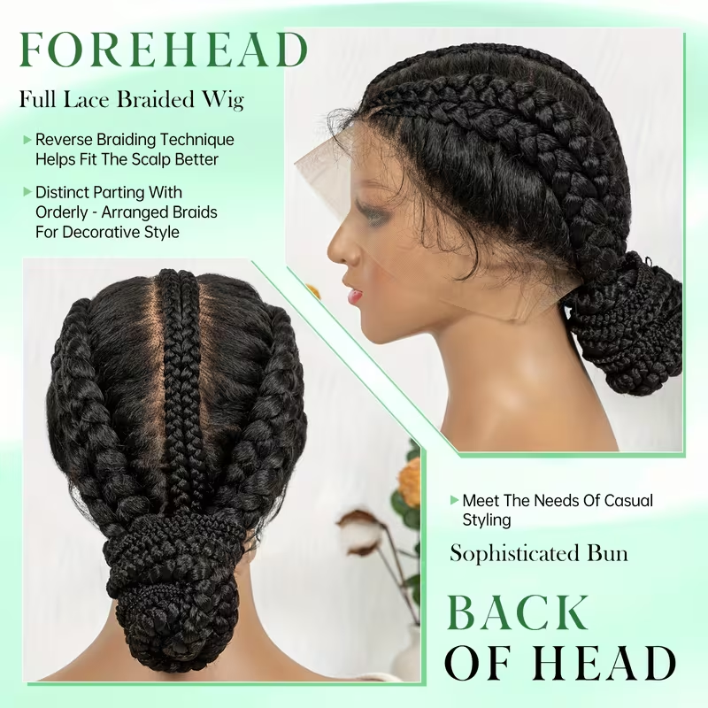 Full Lace Double Triple Braid With Parallel Top | Suitable For Women'S Vacation, Travel, Fashion, Trendy Short Style, Comfortable And Breathable Dressing, Made Of High Temperature Fiber