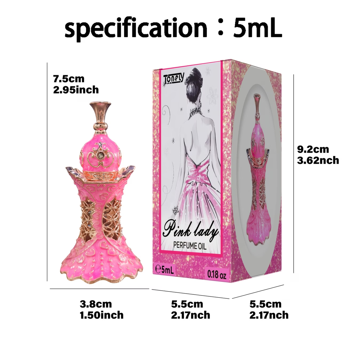 onfly Cross-Border Women's Perfume 0.17oz Dubai Arabian Travel Fragrance Slim Waist Eau De Parfum