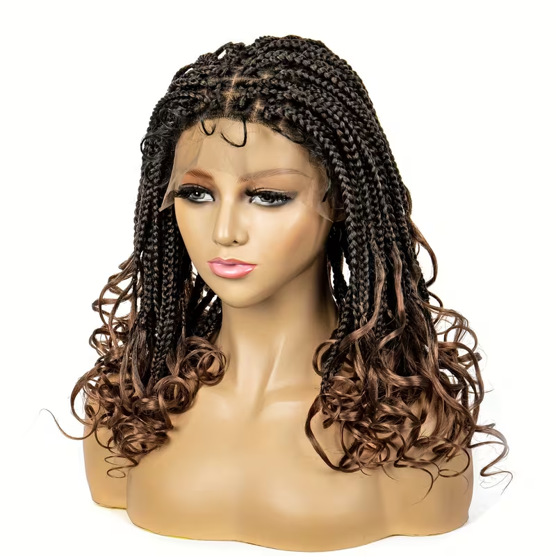 [Medium-Long Size Lace Front] 14-inch Synthetic Lace Wig Cap | 9x6 Braided, Natural Color, High Gram Weight, Weavable & Stylable
