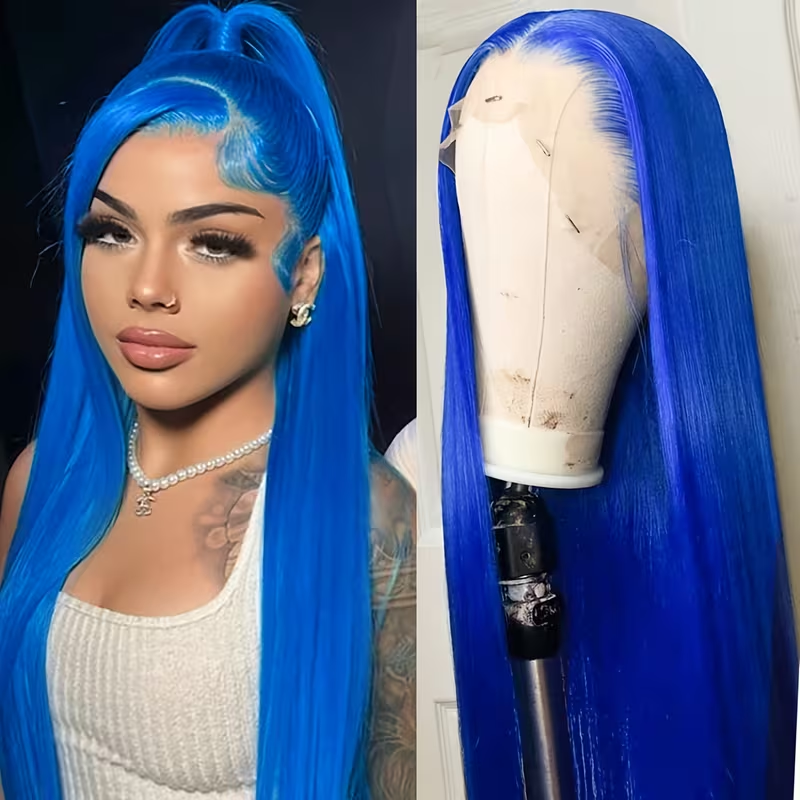 13*4 Lace Front Wig 180 Density High-Definition Lace Synthetic Fiber Wig for Women, Long Straight Hair, Heat-Resistant Fiber, Glue-Free Lace Frontal Wig with Pre-Plucked Hairline