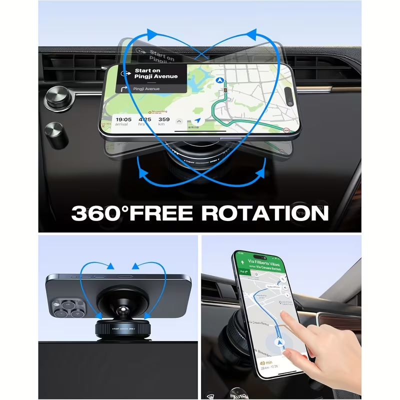 Adjustable Vacuum Magnetic Suction Cup Phone Holder, Suitable for Car/Gym/Mirror/Smooth Surfaces Hands-Free Stand, Compatible with All Smartphones