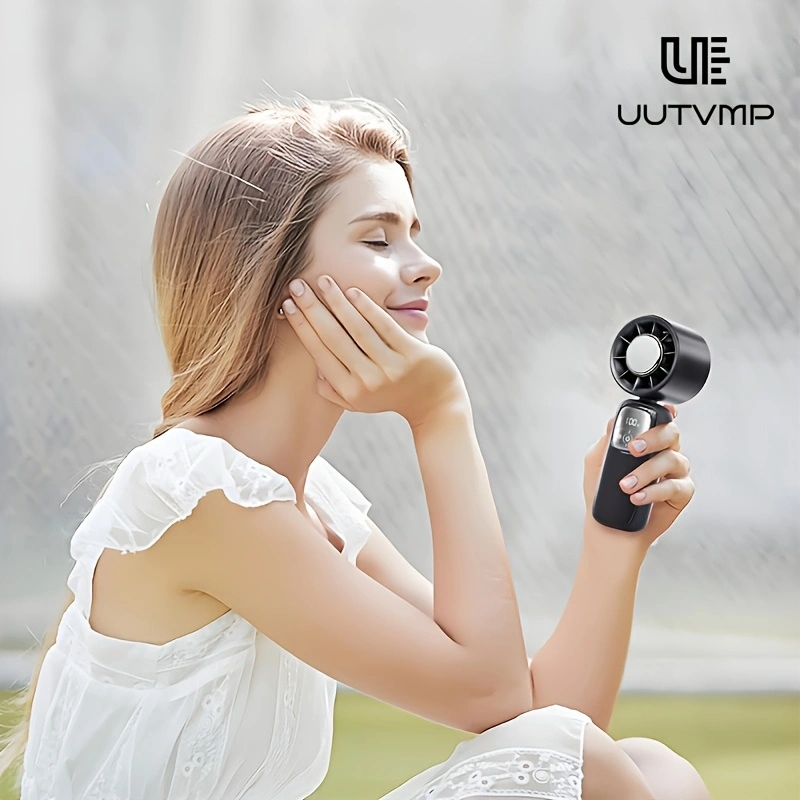 Superconducting ice-ceramic cooling handheld fan, rechargeable, with a 4000mAh high-capacity battery for long battery life, stylish design, a must-have cooling device for summer.