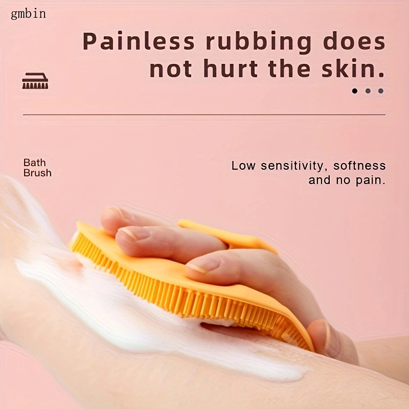 Skin massage brush. Features a handle for easy grip, and soft silicone bristles that are gentle on the skin. Practical for daily home care, easy to clean and maintain. A massage and cleaning brush.