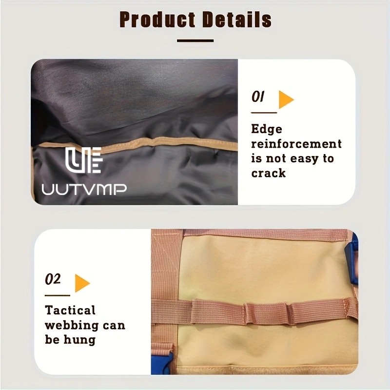 This outdoor khaki tote bag features multiple compartments and can be worn on the shoulder, by the hand, or crossbody for various occasions, including camping, hiking, outdoor commuting, and everyday outings.