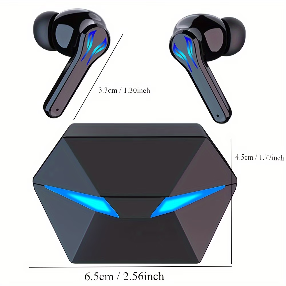 [Gaming Earbuds] 40H Wireless Bluetooth Gaming Earbuds | Blue Light Headset with 3D Surround Sound, Touch Control, Blue LED Eyes - Perfect for Streamers & Gamers
