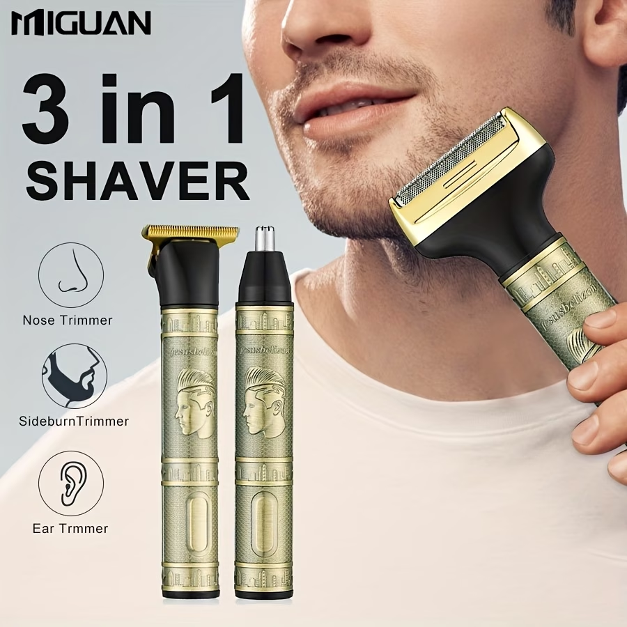 3-In-1 Professional Hair Grooming Kit for Men: Trim, Shave, And Style with A Cordless Electric Razor!