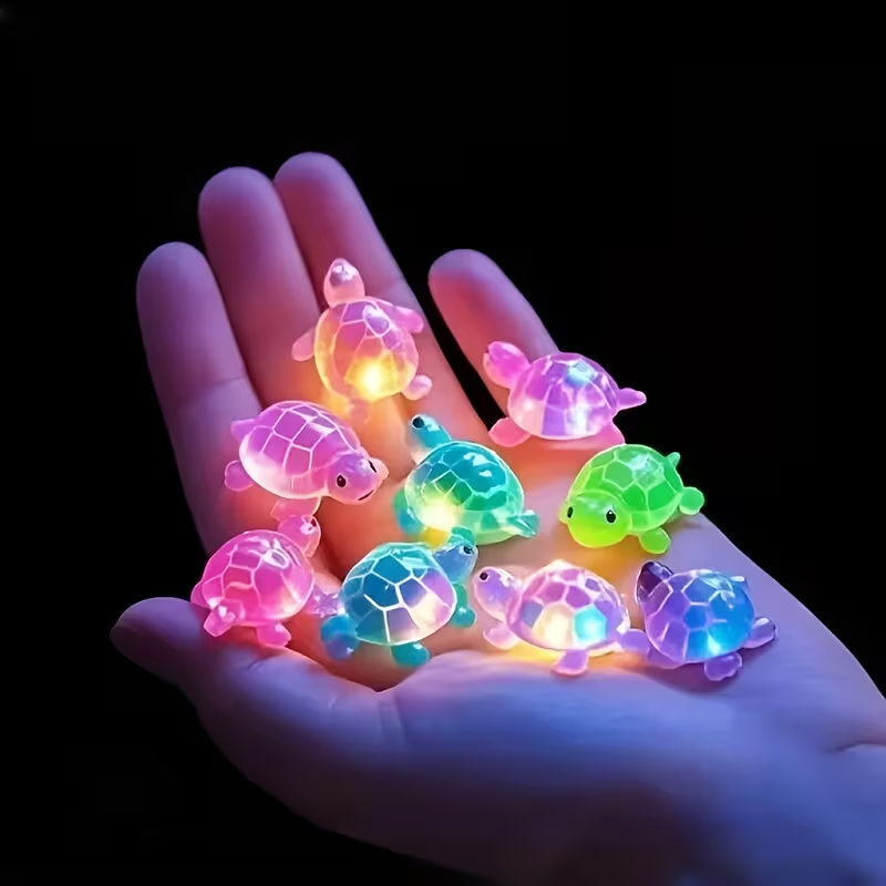 Collectible Figurines ，25pcs Glow-in-the-Dark 3D Turtle Figurines - Colorful Translucent Plastic Decorations for DIY Crafts, Party Favors, Classroom Rewards, and Beach-Themed Events for Halloween, Easter, Thanksgiving, Christmas