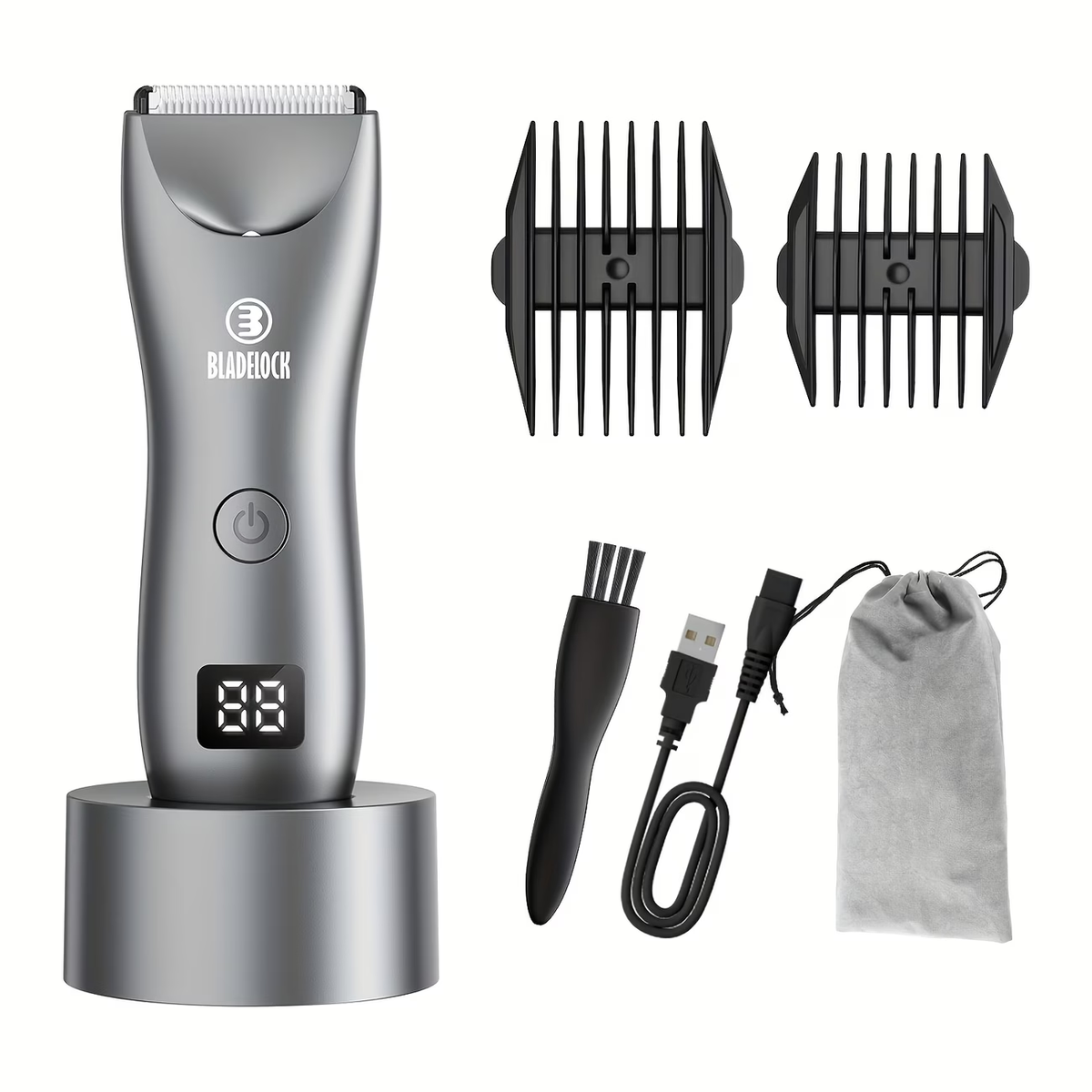 Ball Trimmer for Men - IPX7 Waterproof Body Hair Trimmer, Ceramic Blade, LCD Battery Display, Replaceable Blade Head, Electric Groin & Pubic Shaver