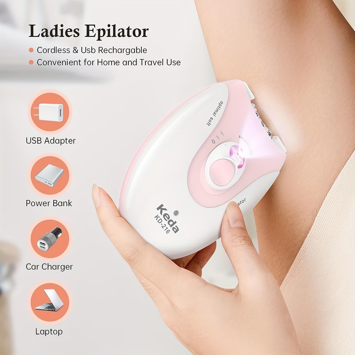 USB Charging Hair Removal Device with Light, Women'S Intelligent Electric Hair Removal Device, Portable Hair Removal Device