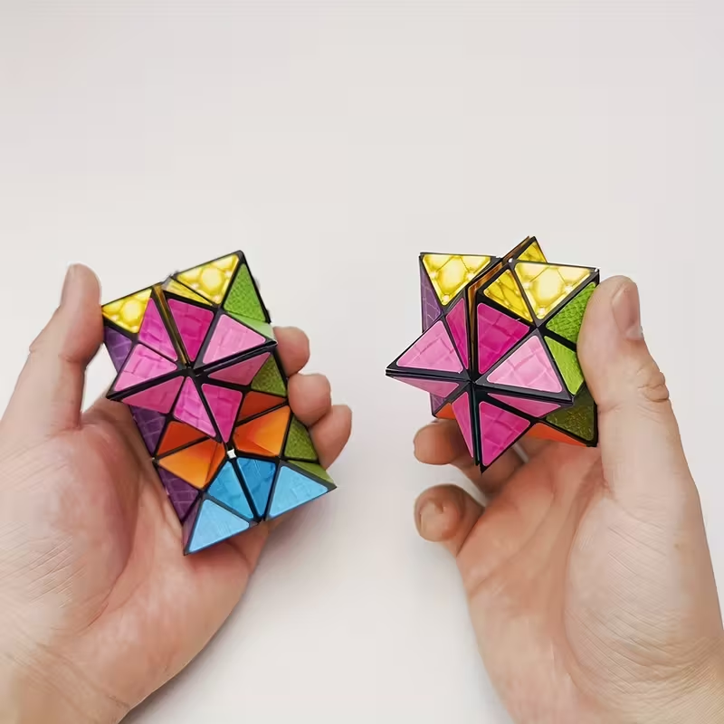 2pcs Infinity Magic Cube - 3D Hexagon Puzzle for Youngsters, Space Geometry Flip Toy, Brain Boost & Relax, Mixed Colors, ABS Material