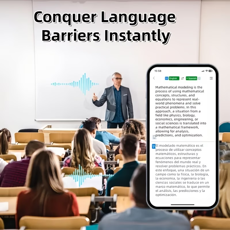 Real-Time Languages Smart AI Translation Earbuds - Translate In Real-Time, Providing Precise Simultaneous Interpretation to Eliminate Language Obstacles for Seamless Business Trips, Social Interactions, Education, Work, And Conferences