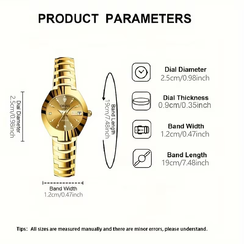 Women's Watch Luxury Rhinestone Quartz Watch Golden Fashion Analog Calendar Wrist Watch Date Watch