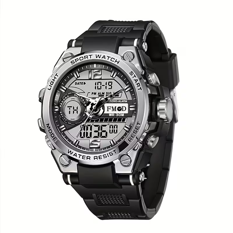 Alloy Bezel Multifunctional Sports Watch Steel Heart Men'S Electronic Watch Women'S Watch Daily Wear Holiday Gift