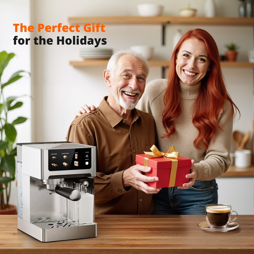 20-Bar Dual Boiler Espresso And Cappuccino Machine - 3-in-1 Latte Coffee Maker With Automatic Milk Frother And LED Touch Control