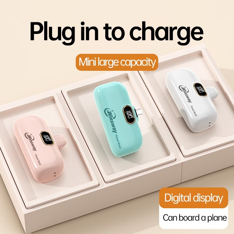 5000mAh Mini Portable Charger Type-C Interface Fast Charging Metal Tail Plug Upgraded Firmly, LED LCD Display, Suitable For Phone 17/16/15Pro/Pro Max/Pad Pro/Android Phones, Suitable For Giving Friends Exquisite And Compact Gifts On Festival