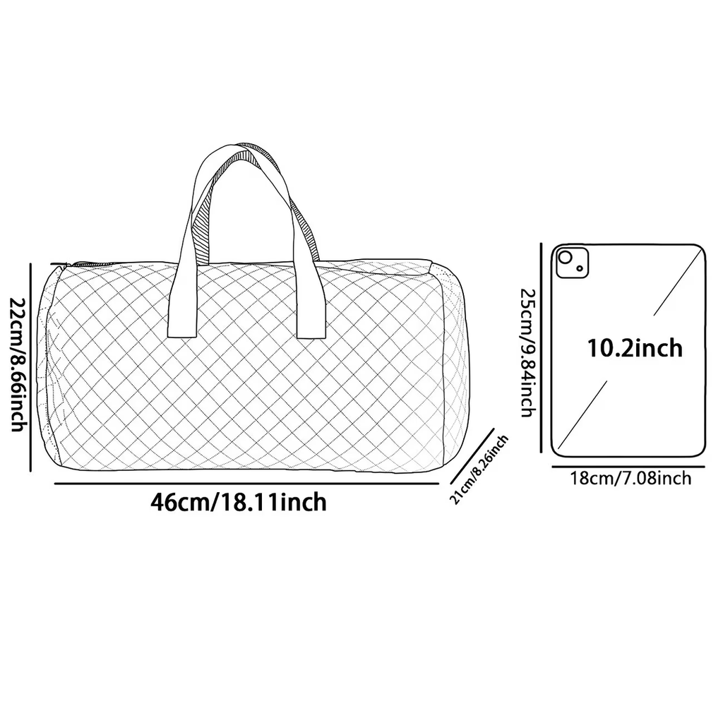 Cartoon Abstract Kitten Pattern Printed Handbag, Diamond Grid Large Capacity Travel Luggage Bag, Portable Overnight Bag, Fashionable Travel Bag, Yoga Training Bag, Portable Crossbody Bag with Shoe Storage