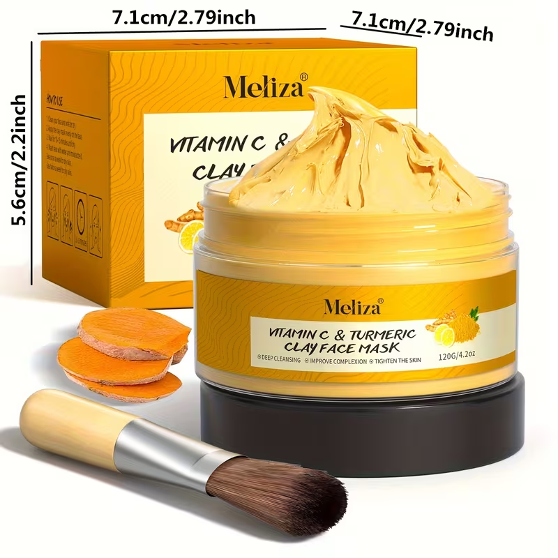Turmeric Vitamin C Cleaning Facial Mask Turmeric Mud Facial Mask Deep Cleaning Facial Mask Vitamin C Smearing Facial Mask Perfect Gift for Christmas, Halloween, Carnival, Valentine's Day and New Year