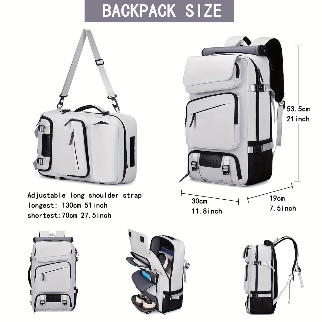 Large Capacity Carry-On Bag with Shoe Compartment, Airline Approved 17.3-Inch Laptop Backpack, Business Gym Weekend Pack, Single Shoulder or Double Shoulder, Travel Backpack for Men, Backpack for Men, Backpack for Women, Travel Backpack for Women