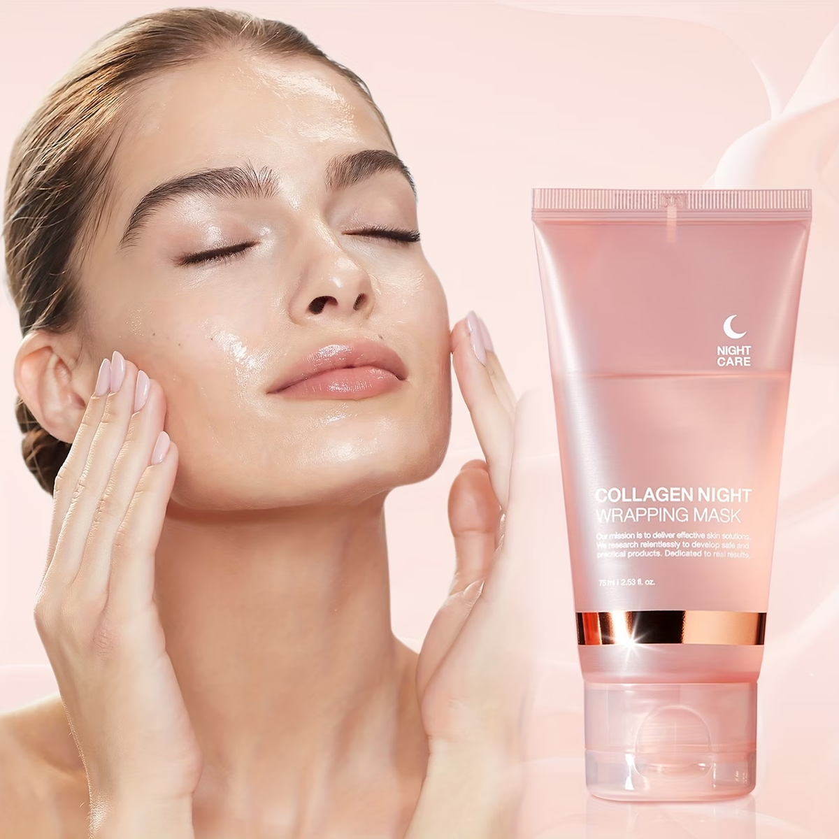 Collagen Night Wrap Mask, with Jelly Brush, Alcohol-free Mild, Deep Penetration, Nourish And Firm The Skin, Suitable for All Skin Types, Facial Glow And Luster, Halloween Christmas Valentine's Day Gift, First Choice