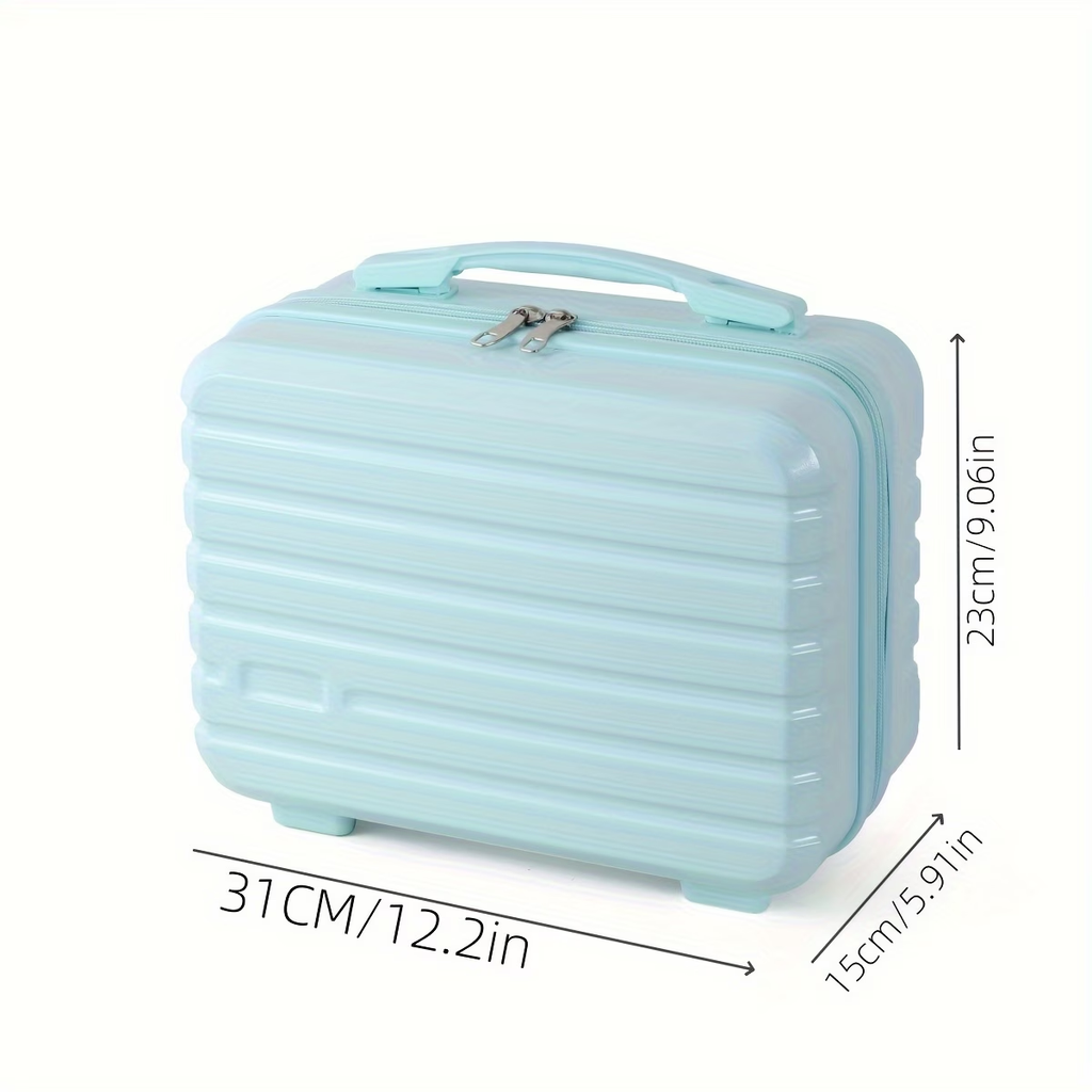 Chic 14-Inch Mini Suitcase Cosmetic Bag - Lightweight, with Zip Closure & Fixed Shoulder Strap - Perfect for Travel, Students, and Gifts