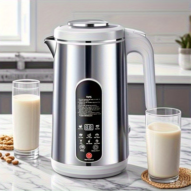 40.58Oz Stainless Steel Soy Milk Maker, Versatile Machine for Nut Milk, Soups, And Juices, Featuring Automatic Cleaning, 24-Hour Timer, Smart Touch Control, 1200Ml Capacity, 22000 RPM Motor Speed, 800W Power, 110V Soy Milk Maker