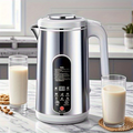 40.58Oz Stainless Steel Soy Milk Maker, Versatile Machine for Nut Milk, Soups, And Juices, Featuring Automatic Cleaning, 24-Hour Timer, Smart Touch Control, 1200Ml Capacity, 22000 RPM Motor Speed, 800W Power, 110V Soy Milk Maker