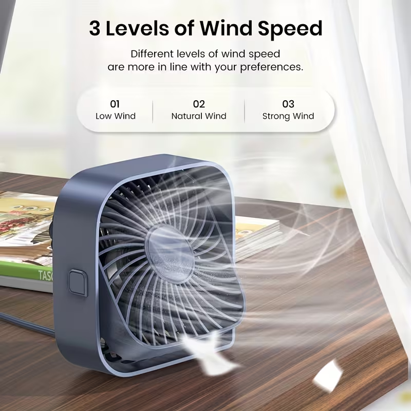 Stay Cool & Comfortable Anywhere: Portable USB Desk Fan with 3 Speeds & 360° Silent Operation