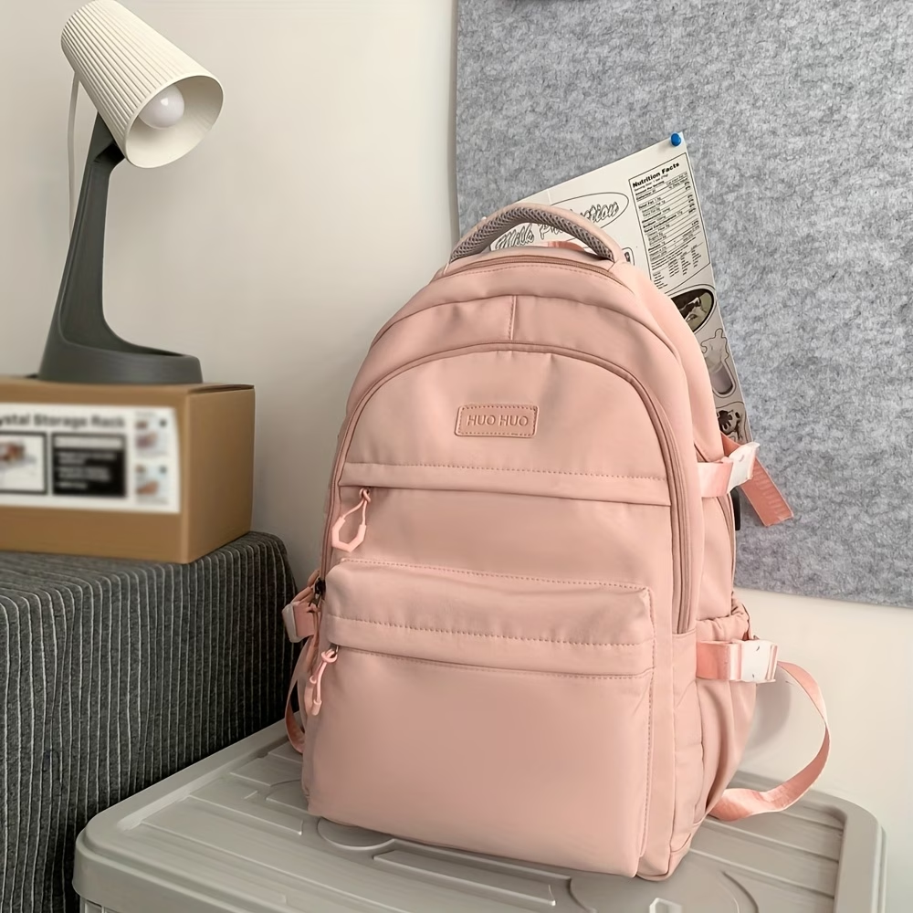 Solid Color Casual Versatile Large-Capacity Backpack, Lightweight Backpack for Outings and Travel, Daily Commute Laptop Backpack, Women's Holiday Backpack