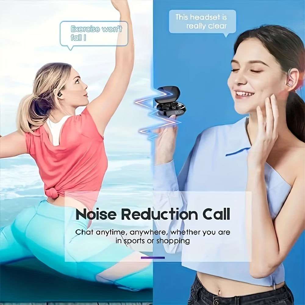 LIFEBEE Wireless Running Earbuds with Earhooks, Noise Cancelling Headphones for Sports, Dual-LED Display, Pure Bass Sound, Built-in Microphone