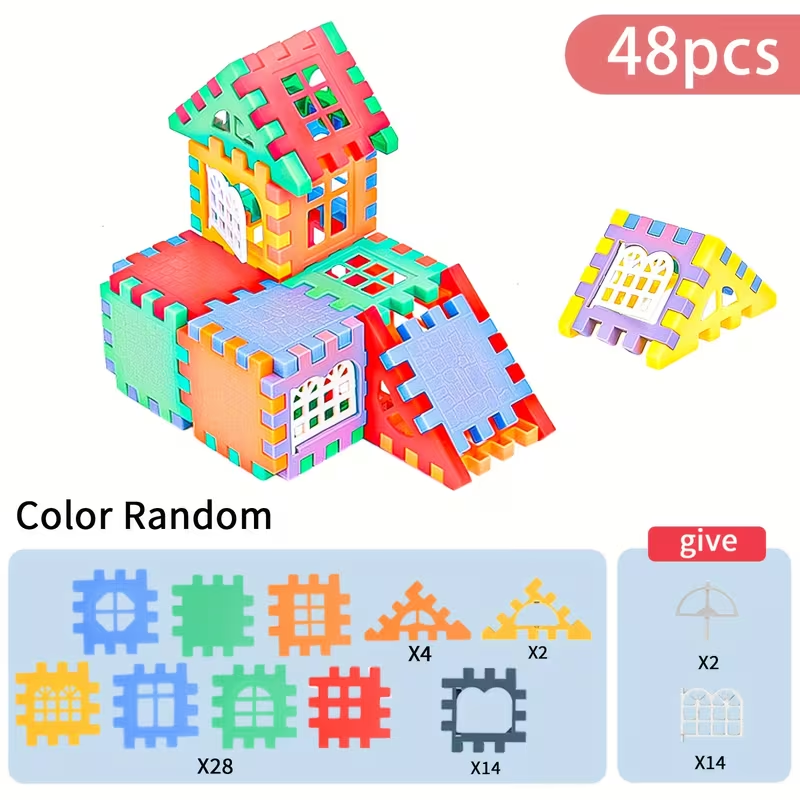 Large House Building Blocks Toys Suitable for - Multicolor Window Design Blocks with Compatible System for Building, Creative Learning, Realistic House Models for & Play, Window Panel Assembly Gifts