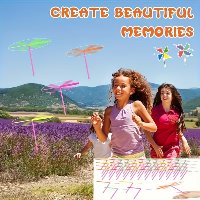 50pcs Plastic Dragonfly Flying Toys, Easy To Assemble, Bright Colors, Perfect For Parties, Portable, And Educational Game Toys - For Gatherings And Outdoor Play, As Halloween, Chrismas Gift