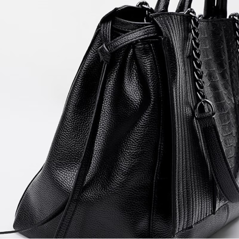 Crocodile Embossed Handbag, Large Capacity Crossbody Bag, Women's Faux Leather Satchel Purse
