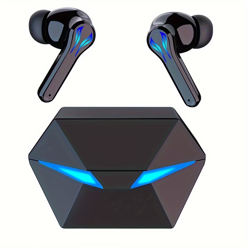 [Gaming Earbuds] 40H Wireless Bluetooth Gaming Earbuds | Blue Light Headset with 3D Surround Sound, Touch Control, Blue LED Eyes - Perfect for Streamers & Gamers