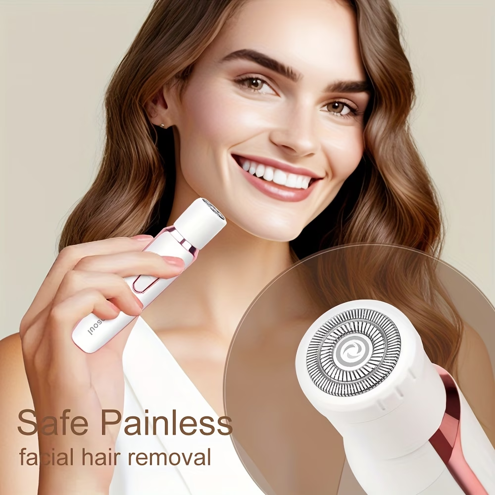 4-in-1 Electric Hair Remover for Women - Portable Manual & Voluminous Hair Removal, USB Rechargeable Battery, Face, Arms, Legs, Body - Painless & Portable Hair Removal Tool, Hair Remover Electric, Facial Hair Removal, Sleek Design, Versatile Hair Tool