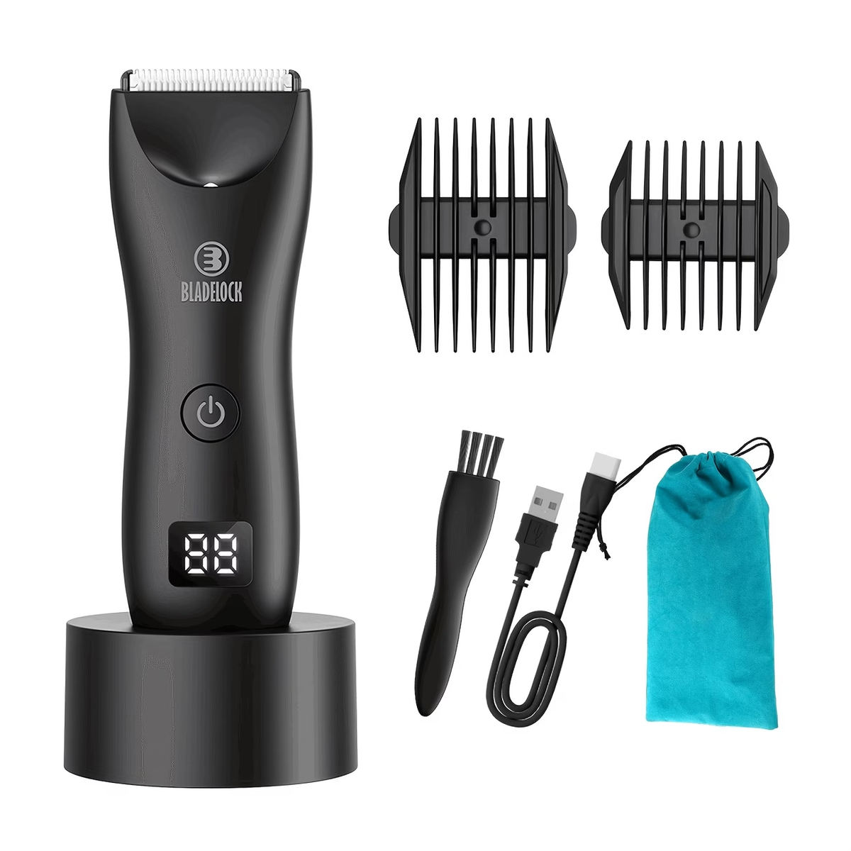 Ball Trimmer for Men - IPX7 Waterproof Body Hair Trimmer, Ceramic Blade, LCD Battery Display, Replaceable Blade Head, Electric Groin & Pubic Shaver