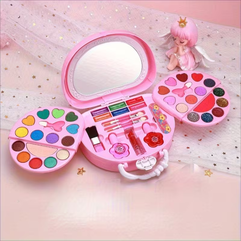 1 Set of Princess Makeup Toy Set, 3-Layer Washable Cosmetic Box, Suitable for Girls Aged 3 And Above for Role-Playing Dress-Up Sets, Birthday Parties, Halloween, And Christmas Gifts