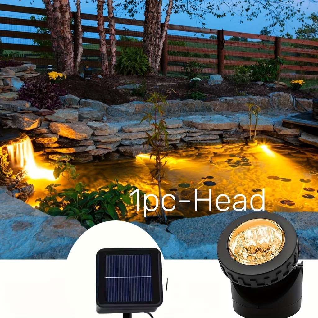 TURAOHU Solar Underwater Pond Light, IP65 Submersible Lamps Projector Light, 6LED Spotlight Fish Tank Light for Garden Pool Yard Landscape Outdoor Lighting(1pc/2pcs/3pcs)