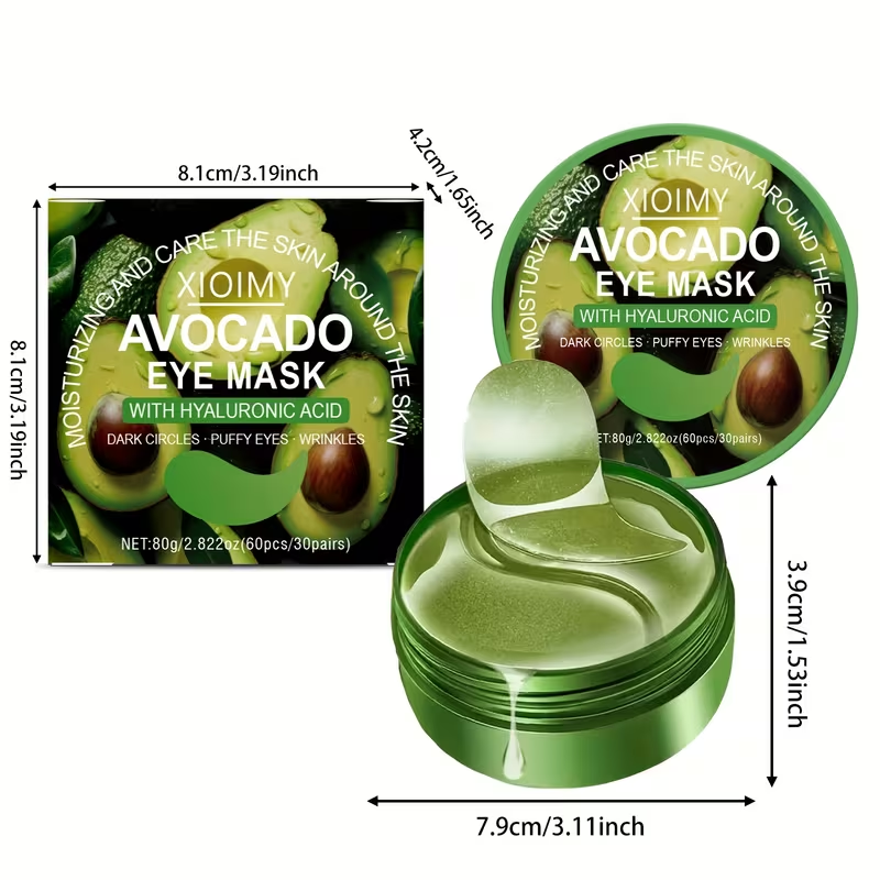60pcs of Xioimy Avocado Collagen Eye Masks, Highly Moisturizing, And. No Refrigeration Needed, Suitable for All Seasons, Unisex, Eye Care, Moisturizing And, Skincare Routine, Skincare Enthusiasts, Skincare Products, Nourishing Care