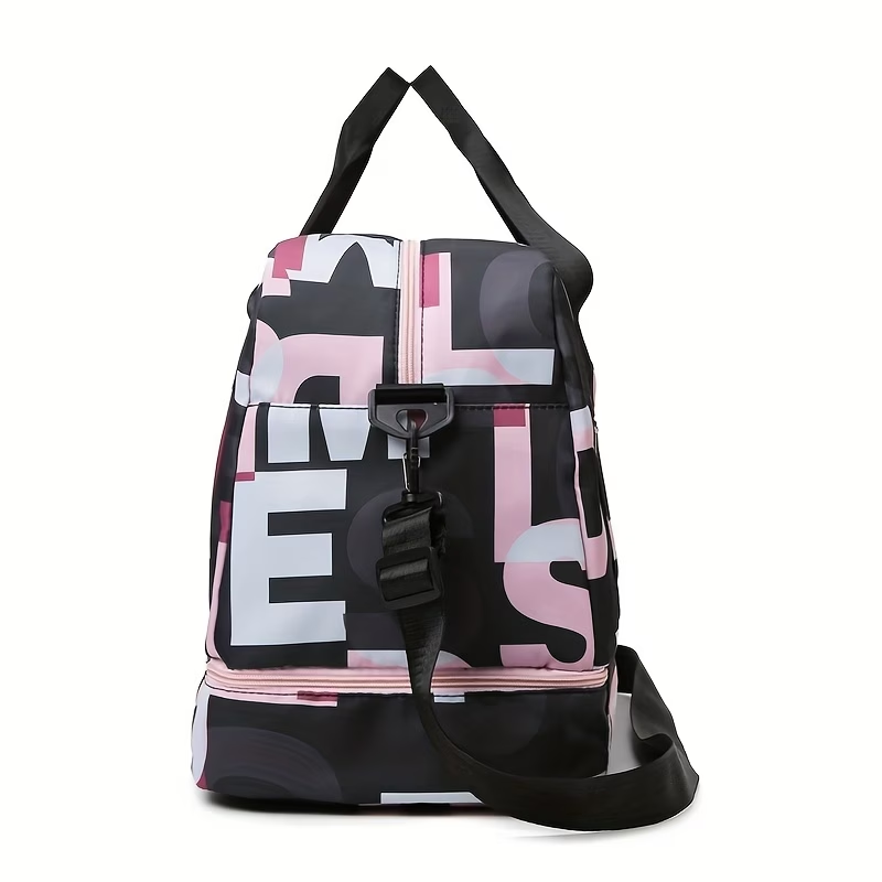 Duffel Bag with Independent Shoe Compartment - Lightweight, Large Capacity, Nylon, Machine Washable - Ideal for Swimming, Vacation, Short Business Trips, Maternity, Student Housing, Boarding, Yoga & Fitness Sessions - Fits Over Suitcase Handle