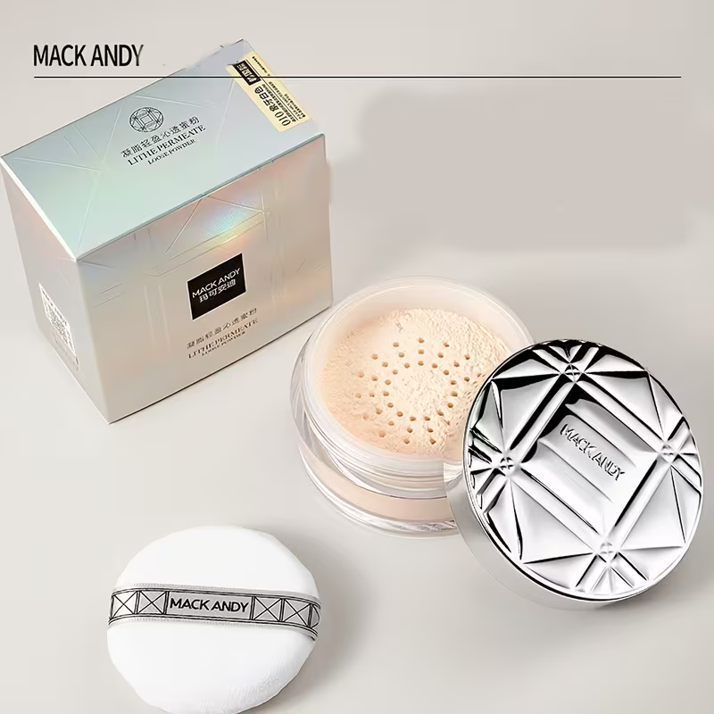 24g MACKANDY Setting Powder/Oil Control, Waterproof, Sweat-Resistant, Fine Texture/Ivory White for Fair Skin, Natural Shade for Healthy Skin, Rose Pink for All Skin Tones, Natural Glow